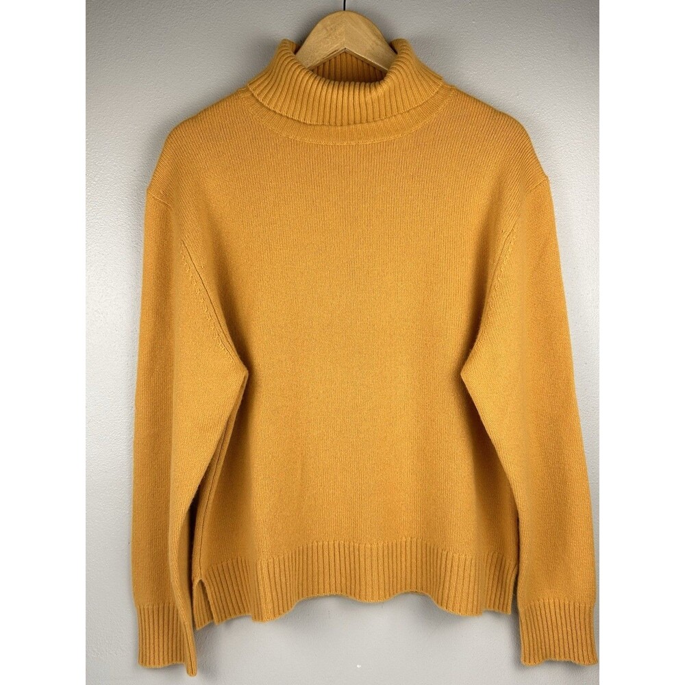 Antonio Melani 100% Cashmere Sweater marigold yellow Turtle Pullover Sz XL Cozy